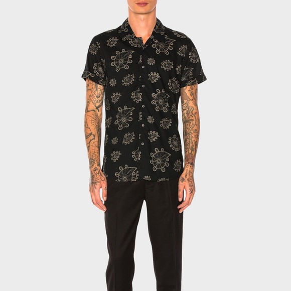 Scotch & Soda Other - Scotch & Soda Men's Shirt Short Sleeve Button Down Casual Black Hawaiian Size L